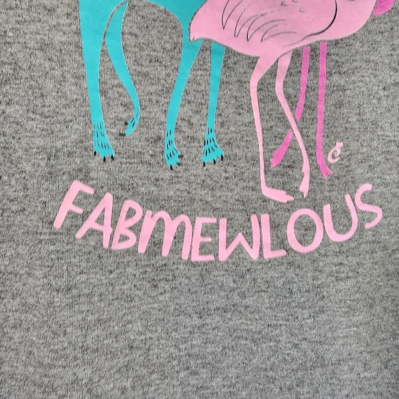 Port & Company Flocking Fabmewlous  cat flamingo graphic short sleeve tshirt  S - Picture 5 of 8